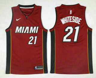 Men's Miami Heat #21 Hassan Whiteside Red 2017-2018 Nike Swingman Stitched NBA Jersey