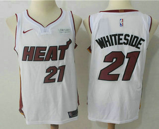 Men's Miami Heat #21 Hassan Whiteside White 2017-2018 Nike Authentic Ultimate Software Stitched NBA Jersey