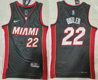 Men's Miami Heat #22 Jimmy Butler 75th Anniversary Diamond Black 2021 Stitched Jersey