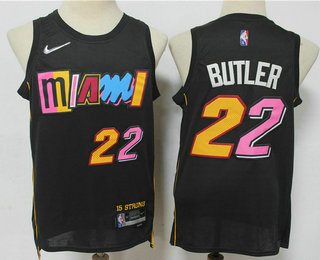 Men's Miami Heat #22 Jimmy Butler Black Diamond 2022 City Edition Swingman Stitched Jersey