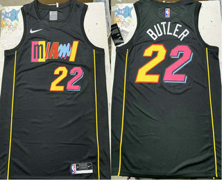 Men's Miami Heat #22 Jimmy Butler NEW Black 2022 Stitched City Edition Jersey