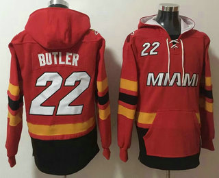 Men's Miami Heat #22 Jimmy Butler NEW Red Pocket Stitched NFL Pullover Hoodie