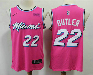 Men's Miami Heat #22 Jimmy Butler Pink Nike Swingman 2019 playoffs Earned Edition Stitched Jersey With The Sponsor Logo