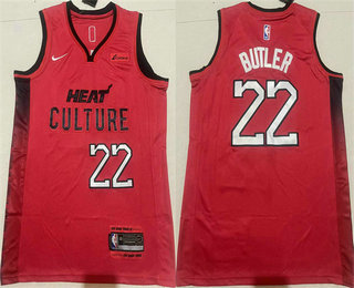 Men's Miami Heat #22 Jimmy Butler Red 2024 City Sponsor Swingman Jersey