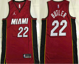 Men's Miami Heat #22 Jimmy Butler Red Jordan 2021 Stitched AU Jersey