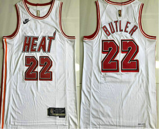 Men's Miami Heat #22 Jimmy Butler White 2022 Classic Icon Sponsor AU Jersey