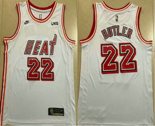 Men's Miami Heat #22 Jimmy Butler White 2023 Nike Swingman Stitched NBA Jersey With Sponsor