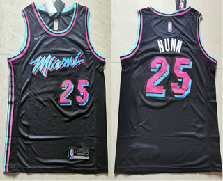 Men's Miami Heat #25 Kendrick Nunn Black 2019 Stitched City Edition Jersey