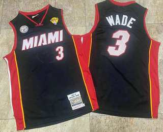 Men's Miami Heat #3 Dwyane Wade Black 2012-13 Hardwood Classics Soul AU Throwback Jersey