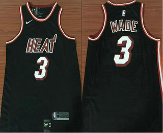 Men's Miami Heat #3 Dwyane Wade Black 2017-2018 Nike Swingman Stitched NBA Jersey With Heat