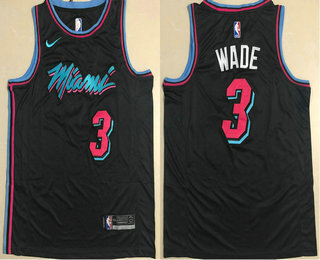 Men's Miami Heat #3 Dwyane Wade Black 2019 City Edition AU Swingman ALL Stitched NBA Jersey