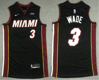 Men's Miami Heat #3 Dwyane Wade Black 2019 Nike Swingman Stitched NBA Jersey With The Sponsor Logo