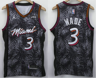 Men's Miami Heat #3 Dwyane Wade Black 2021 Brand Jordan Swingman Stitched NBA Fashion Jersey With NEW Sponsor Logo