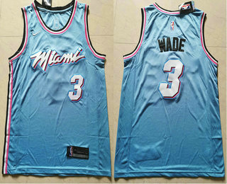 Men's Miami Heat #3 Dwyane Wade Light Blue 2020 Nike City Edition Swingman Jersey