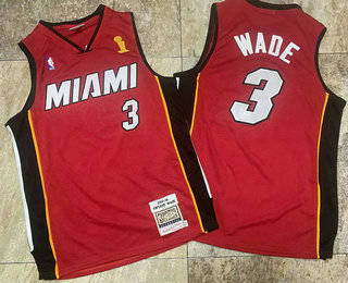 Men's Miami Heat #3 Dwyane Wade Red 2005-06 Hardwood Classics Soul AU Throwback Jersey