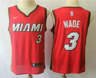 Men's Miami Heat #3 Dwyane Wade Red 2018 Nike Swingman Stitched NBA Jersey