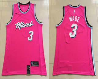 Men's Miami Heat #3 Dwyane Wade Red Nike Swingman 2018 playoffs Earned Edition Stitched Jersey