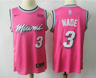 Men's Miami Heat #3 Dwyane Wade Red Nike Swingman 2018 playoffs Earned Edition Stitched Jersey With The Sponsor Logo