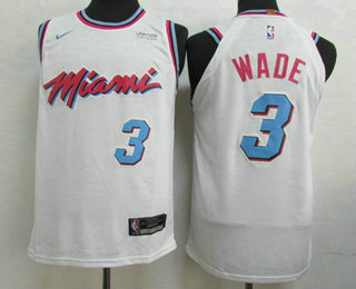 Men's Miami Heat #3 Dwyane Wade White 2017-18 Nike City Edition Authentic Jersey