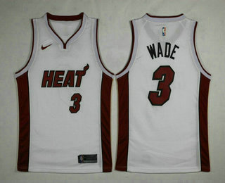 Men's Miami Heat #3 Dwyane Wade White 2017-2018 Nike Swingman Stitched NBA Jersey