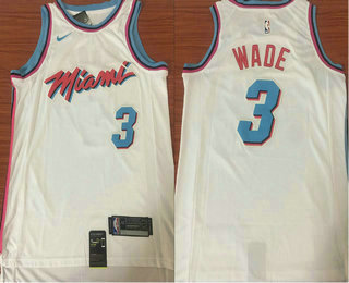 Men's Miami Heat #3 Dwyane Wade White Nike 2017-2018 NBA Swingman City Edition Jersey