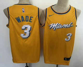 Men's Miami Heat #3 Dwyane Wade Yellow 2020 Nike City Edition Swingman Jersey