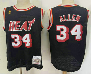 Men's Miami Heat #34 Ray Allen Black 2012-13 Hardwood Classics Soul Swingman Throwback Jersey