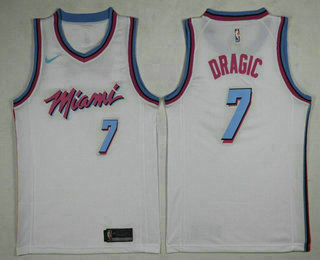 Men's Miami Heat #7 Goran Dragic White 2017-2018 Stitched City Edition Jersey