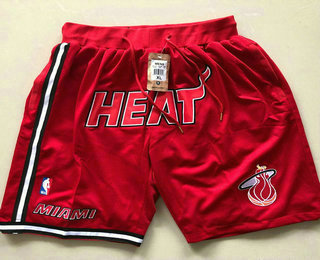 Men's Miami Heat 1996-97 Red Just Don Shorts Swingman Shorts