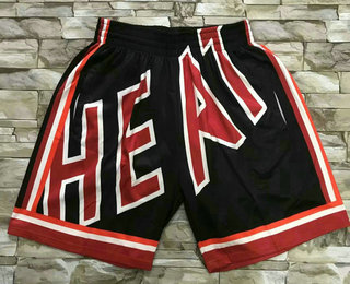 Men's Miami Heat Black Big Face Mitchell Ness Hardwood Classics Soul Swingman Throwback Shorts