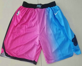 Men's Miami Heat Pink Blue 2021 Nike City Edition Swingman Shorts