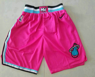 Men's Miami Heat Pink Nike Swingman 2018 playoffs Earned Edition Stitched Shorts