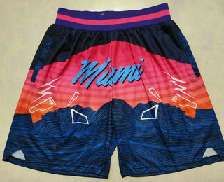 Men's Miami Heat Red Big Face Mitchell Ness Hardwood Classics Soul Swingman Throwback Shorts