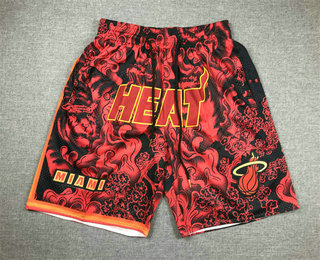 Men's Miami Heat Red Hardwood Classics Soul Swingman Throwback Fashion Shorts