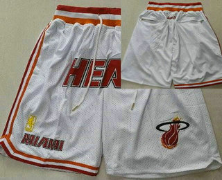 Men's Miami Heat White Classic Just Don Shorts