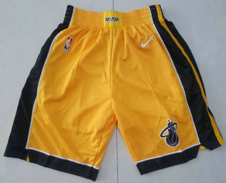 Men's Miami Heat Yellow Nike Swingman 2021 Earned Edition Stitched Shorts