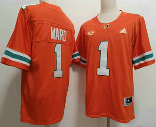 Men's Miami Hurricanes #1 Cam Ward Orange FUSE College Football Jersey