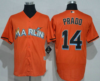 Men's Miami Marlins #14 Martin Prado Orange Cool Base Majestic Baseball Jersey