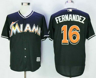 Men's Miami Marlins #16 Jose Fernandez Black Stitched MLB Majestic Cool Base Jersey