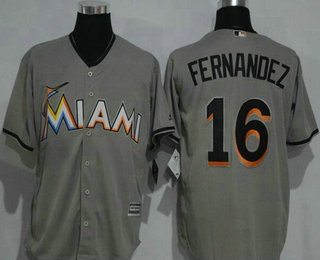 Men's Miami Marlins #16 Jose Fernandez Gray Road Stitched MLB Majestic Cool Base Jersey