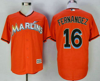 Men's Miami Marlins #16 Jose Fernandez Orange Stitched MLB Majestic Cool Base Jersey