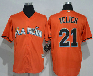 Men's Miami Marlins #21 Christian Yelich Orange Cool Base Majestic Baseball Jersey