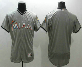 Men's Miami Marlins Blank Grey Flexbase 2016 MLB Player Jersey