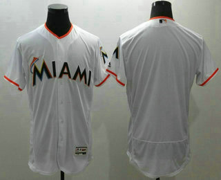 Men's Miami Marlins Blank White Flexbase 2016 MLB Player Jersey