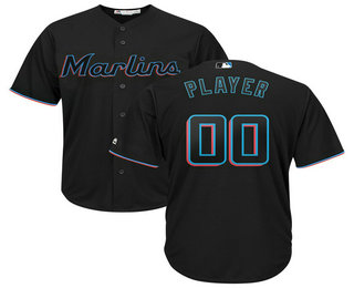 Men's Miami Marlins Black Alternate 2019 Cool Base Custom Jersey