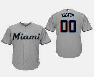 Men's Miami Marlins Gray Alternate 2019 Cool Base Custom Jersey