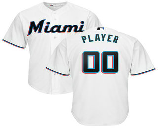 Men's Miami Marlins White Home 2019 Cool Base Custom Jersey