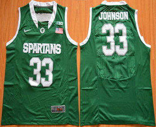 Men's Michigan State Spartans #33 Magic Johnson 2015 Green College Basketball Nike Jersey