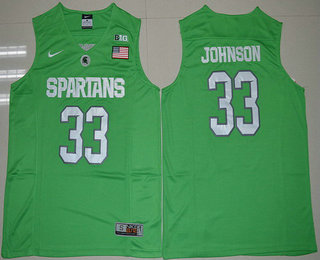 Men's Michigan State Spartans #33 Magic Johnson 2016 Apple Green College Basketball Authentic Jersey