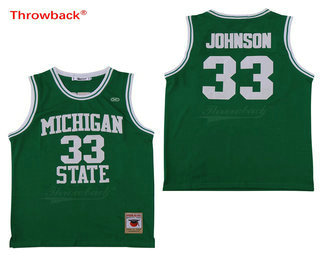 Men's Michigan State Spartans #33 Magic Johnson Green College Basketball Swingman Jersey-Michigan State